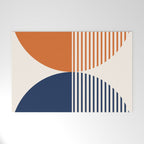 Abstraction Shapes 116 in Navy Blue Orange (Moon Phase Abstract)  Welcome Mat Gallery Image 1