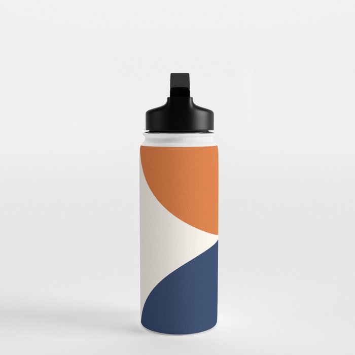 Abstraction Shapes 116 in Navy Blue Orange (Moon Phase Abstract)  Water Bottle Gallery Image 3