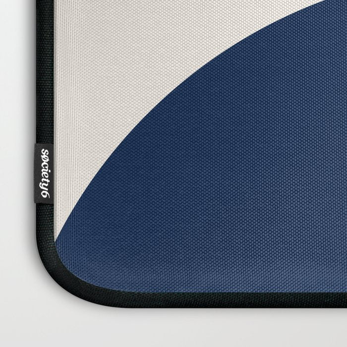 Abstraction Shapes 116 in Navy Blue Orange (Moon Phase Abstract)  Laptop Sleeve Gallery Image 3