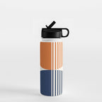 Abstraction Shapes 116 in Navy Blue Orange (Moon Phase Abstract)  Water Bottle Gallery Image 1