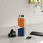 Abstraction Shapes 116 in Navy Blue Orange (Moon Phase Abstract)  Water Bottle Gallery Image 4