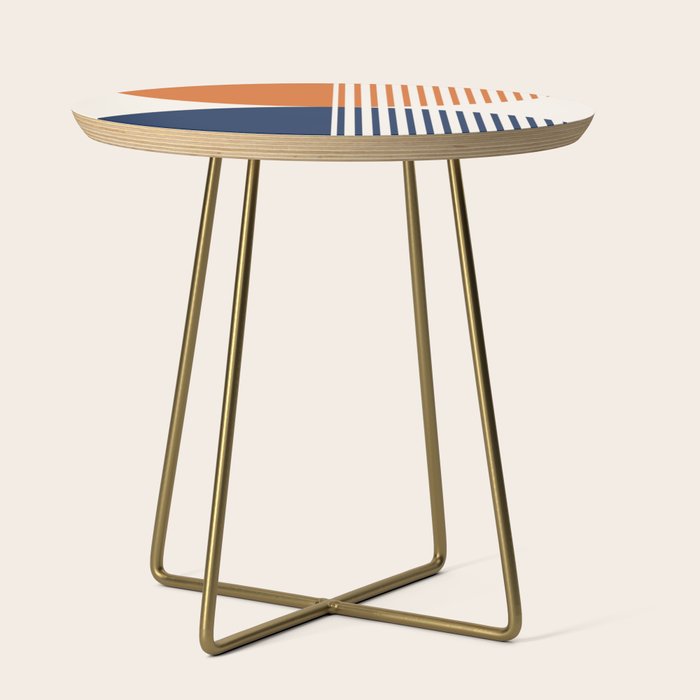 Abstraction Shapes 116 in Navy Blue Orange (Moon Phase Abstract)  Side Table Gallery Image 1