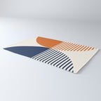 Abstraction Shapes 116 in Navy Blue Orange (Moon Phase Abstract)  Rug Gallery Image 3