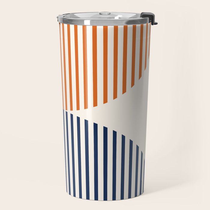 Abstraction Shapes 116 in Navy Blue Orange (Moon Phase Abstract)  Travel Mug Gallery Image 2