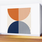 Abstraction Shapes 116 in Navy Blue Orange (Moon Phase Abstract)  Wall Mural Gallery Image 2