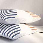 Abstraction Shapes 116 in Navy Blue Orange (Moon Phase Abstract)  Pillow Sham Gallery Image 3
