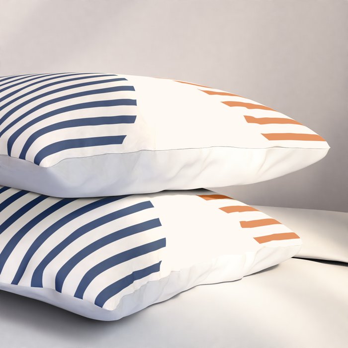 Abstraction Shapes 116 in Navy Blue Orange (Moon Phase Abstract)  Pillow Sham Gallery Image 3