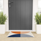Abstraction Shapes 116 in Navy Blue Orange (Moon Phase Abstract)  Welcome Mat Gallery Image 3