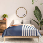 Abstraction Shapes 116 in Navy Blue Orange (Moon Phase Abstract)  Comforter Gallery Image 3