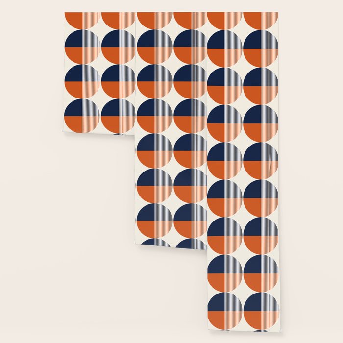 Abstraction Shapes 116 in Navy Blue Orange (Moon Phase Abstract)  Wallpaper Gallery Image 3