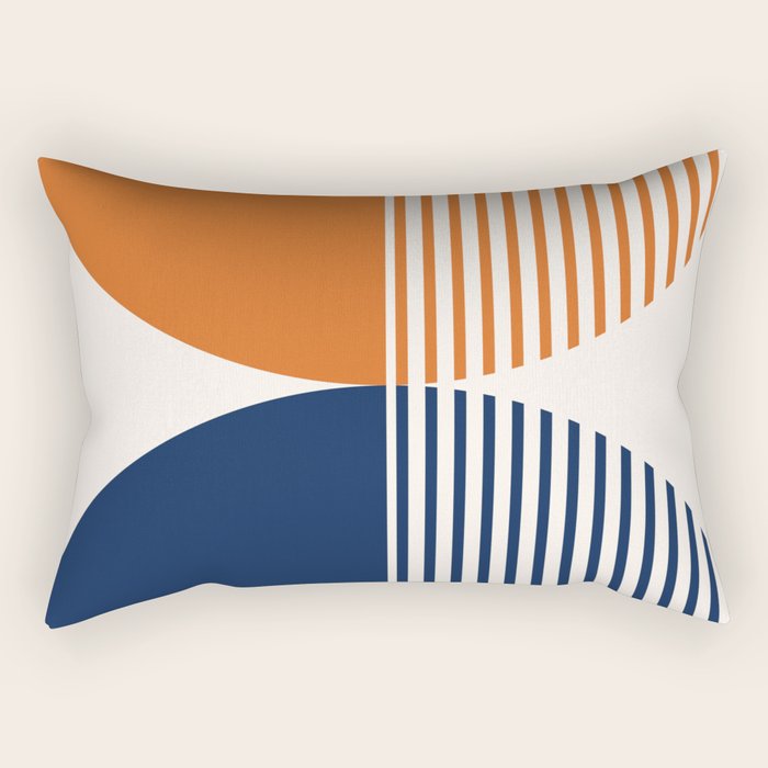 Abstraction Shapes 116 in Navy Blue Orange (Moon Phase Abstract)  Rectangular Pillow Gallery Image 1