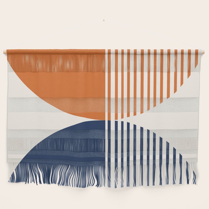 Abstraction Shapes 116 in Navy Blue Orange (Moon Phase Abstract)  Wall Hanging Gallery Image 1