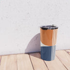 Abstraction Shapes 116 in Navy Blue Orange (Moon Phase Abstract)  Travel Mug Gallery Image 4
