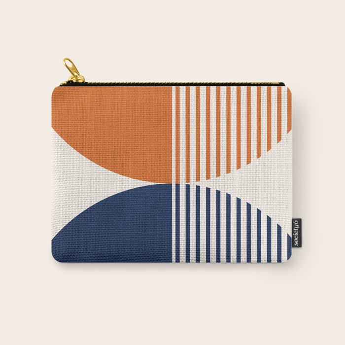 Abstraction Shapes 116 in Navy Blue Orange (Moon Phase Abstract)  Carry All Pouch Gallery Image 1