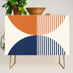 Abstraction Shapes 116 in Navy Blue Orange (Moon Phase Abstract)  Credenza Gallery Image 1