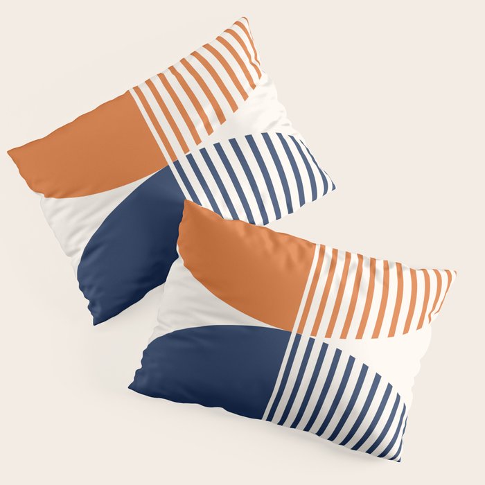 Abstraction Shapes 116 in Navy Blue Orange (Moon Phase Abstract)  Pillow Sham Gallery Image 3