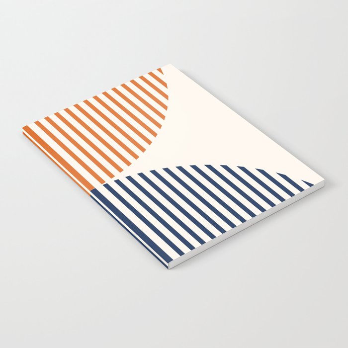Abstraction Shapes 116 in Navy Blue Orange (Moon Phase Abstract)  Notebook Gallery Image 2
