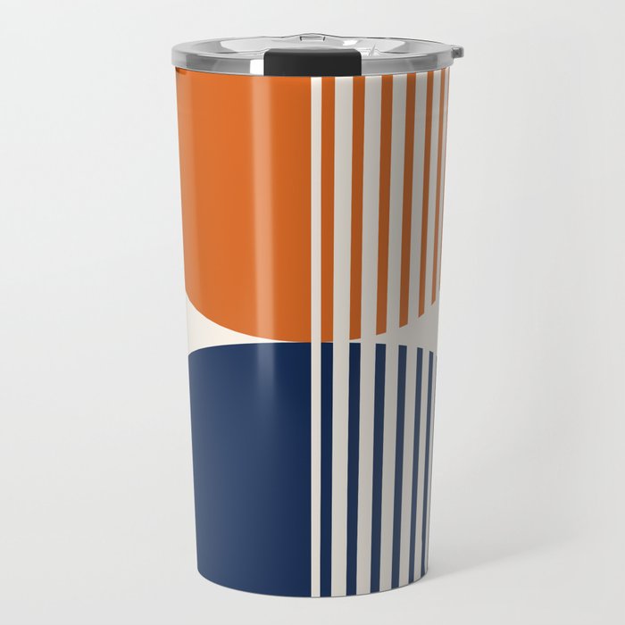Abstraction Shapes 116 in Navy Blue Orange (Moon Phase Abstract)  Travel Mug Gallery Image 1