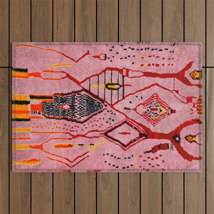 Traditional Pink Moroccan Rug Artwork Outdoor Rug Gallery Image 1