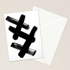 X Black & White Minimalist Abstract Mid century Ink Art Dark Brush Strokes Stationery Card Gallery Image 2