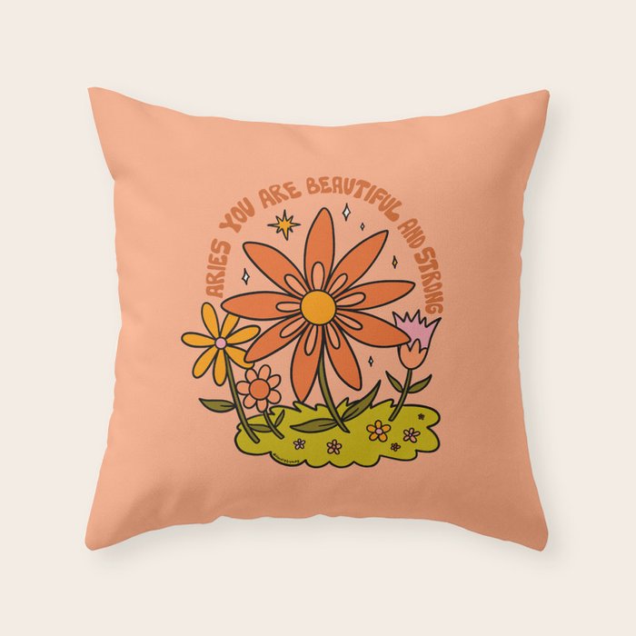 Aries Flower Throw Pillow Gallery Image 6