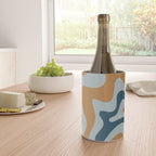 Retro Liquid Swirl Abstract Pattern Light Blue Ochre Rust  Wine Chiller Gallery Image 4