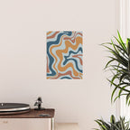 Retro Liquid Swirl Abstract Pattern Light Blue Ochre Rust  Poster Gallery Image 2