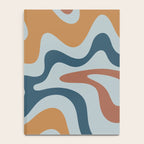 Retro Liquid Swirl Abstract Pattern Light Blue Ochre Rust  Notebook Gallery Image 4