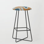 Retro Liquid Swirl Abstract Pattern Light Blue Ochre Rust  Stool Gallery Image 1