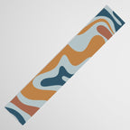 Retro Liquid Swirl Abstract Pattern Light Blue Ochre Rust  Table Runner Gallery Image 3