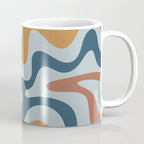 Retro Liquid Swirl Abstract Pattern Light Blue Ochre Rust  Coffee Mug Gallery Image 1