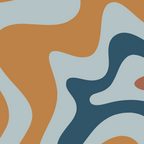 Retro Liquid Swirl Abstract Pattern Light Blue Ochre Rust  Coffee Mug Gallery Image 2