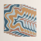 Retro Liquid Swirl Abstract Pattern Light Blue Ochre Rust  Wrapping Paper Gallery Image 3