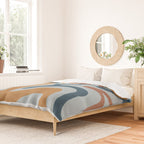 Retro Liquid Swirl Abstract Pattern Light Blue Ochre Rust  Duvet Cover Gallery Image 2