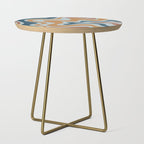 Retro Liquid Swirl Abstract Pattern Light Blue Ochre Rust  Side Table Gallery Image 1