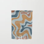 Retro Liquid Swirl Abstract Pattern Light Blue Ochre Rust  Wall Hanging Gallery Image 1