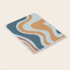 Retro Liquid Swirl Abstract Pattern Light Blue Ochre Rust  Notebook Gallery Image 3