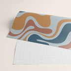 Retro Liquid Swirl Abstract Pattern Light Blue Ochre Rust  Wrapping Paper Gallery Image 2