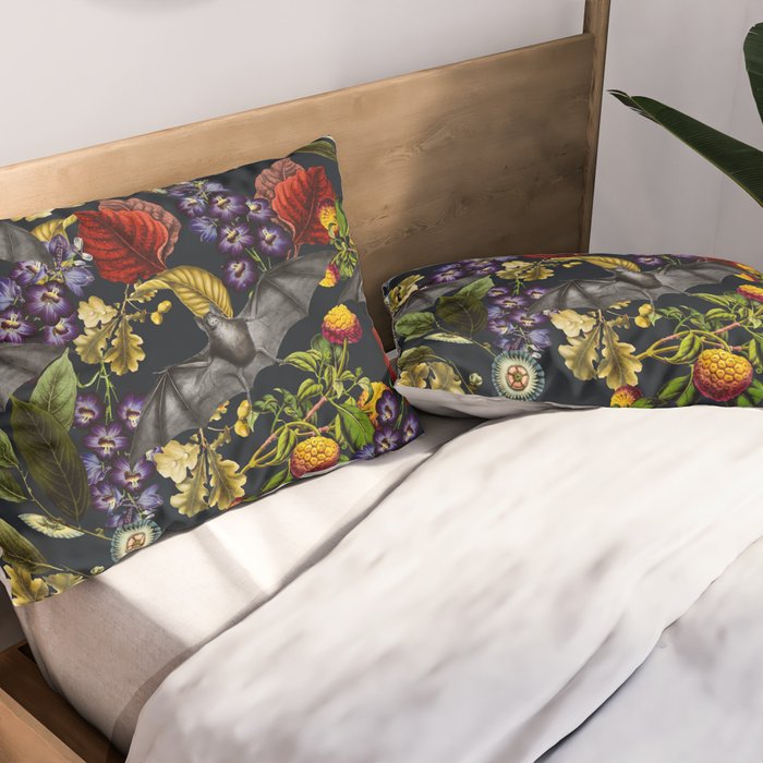 Flying Fox and Floral Pattern Pillow Sham Gallery Image 2