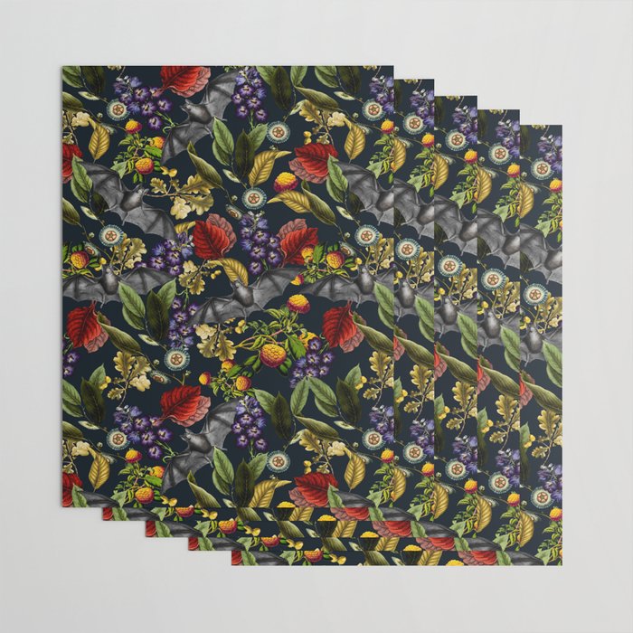 Flying Fox and Floral Pattern Wrapping Paper Gallery Image 3