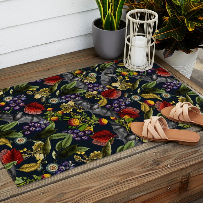 Flying Fox and Floral Pattern Outdoor Rug Gallery Image 2