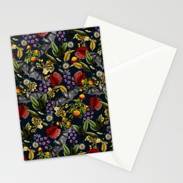Flying Fox and Floral Pattern Stationery Card Gallery Image 2