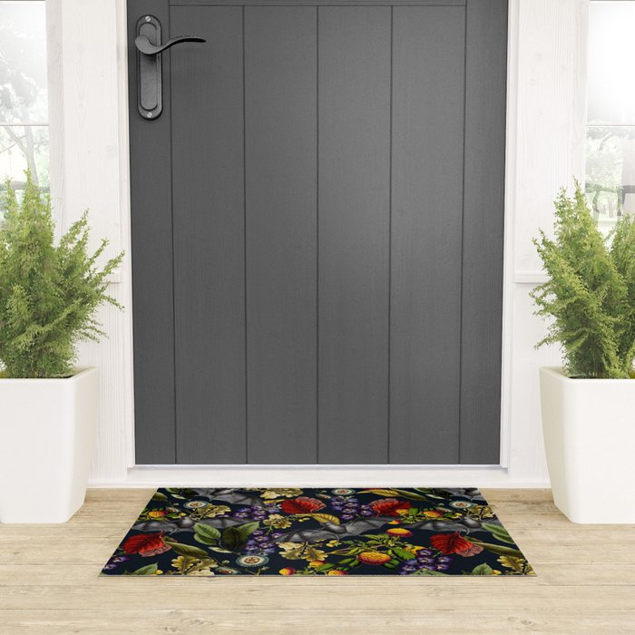 Flying Fox and Floral Pattern Welcome Mat Gallery Image 3