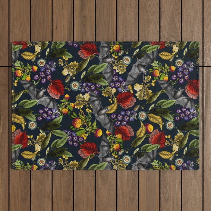 Flying Fox and Floral Pattern Outdoor Rug Gallery Image 1