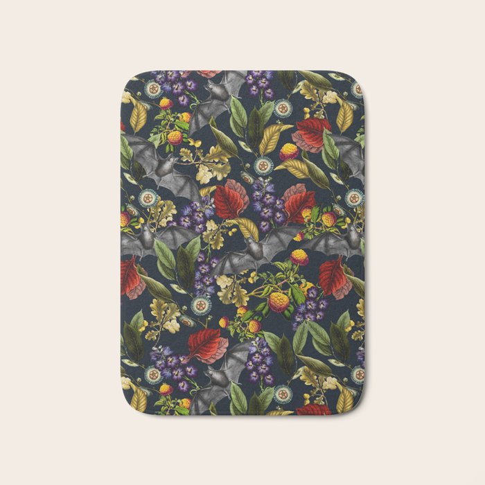 Flying Fox and Floral Pattern Bath Mat Gallery Image 1