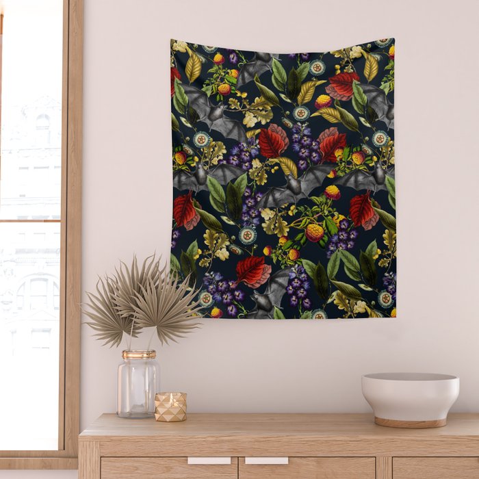 Flying Fox and Floral Pattern Wall Tapestry Gallery Image 2