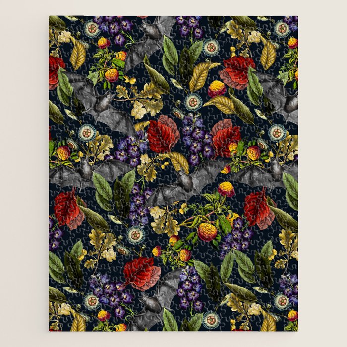 Flying Fox and Floral Pattern Jigsaw Puzzle Gallery Image 1