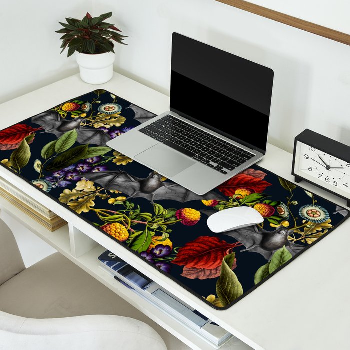 Flying Fox and Floral Pattern Desk Mat Gallery Image 2
