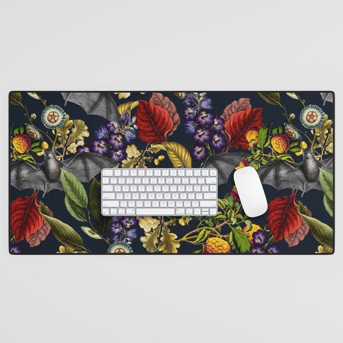 Flying Fox and Floral Pattern Desk Mat Gallery Image 1