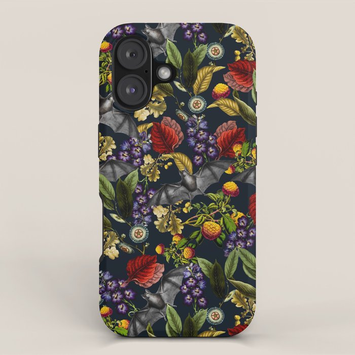 Flying Fox and Floral Pattern iPhone Case Gallery Image 1